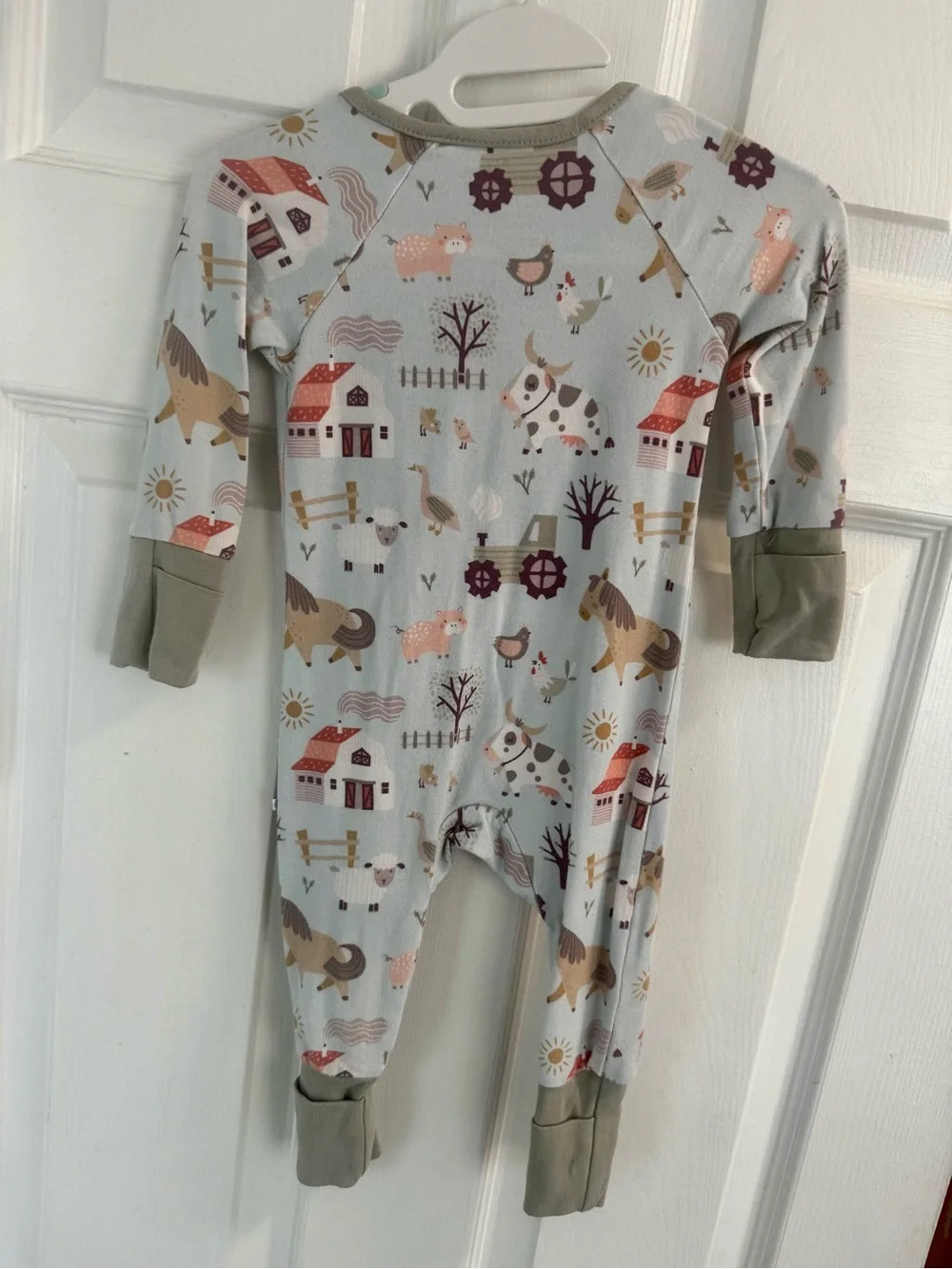 GUC Caden Lane Convertible Zip Romper, Farm Animals, 0-3 months
